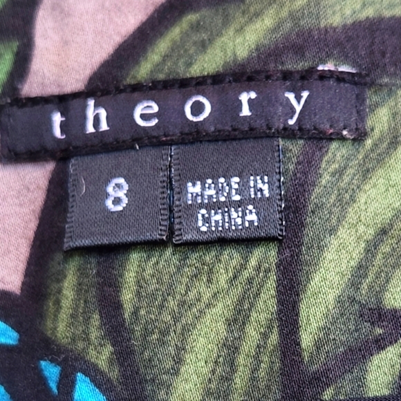 THEORY "Ridiana" Green Floral Print Flare Skirt - Size 8 - Picture 5 of 8